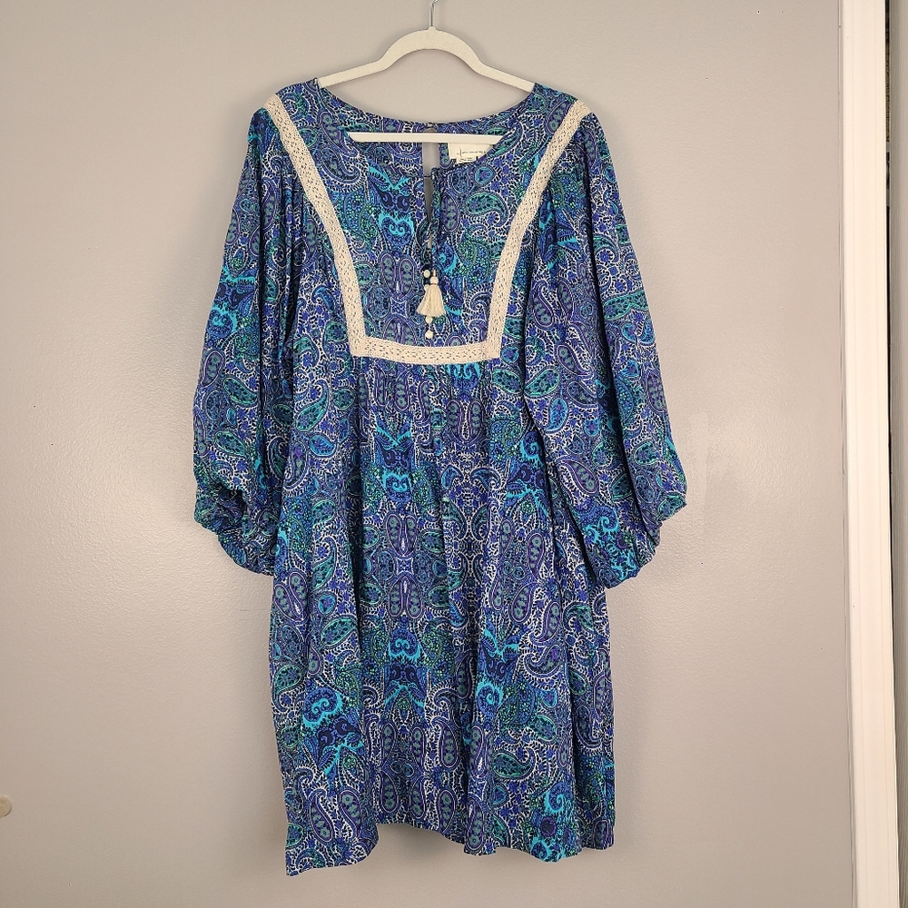 Anthropologie Lissa Romper Playsuit Jumpsuit One-Piece Blue Paisley Print XL